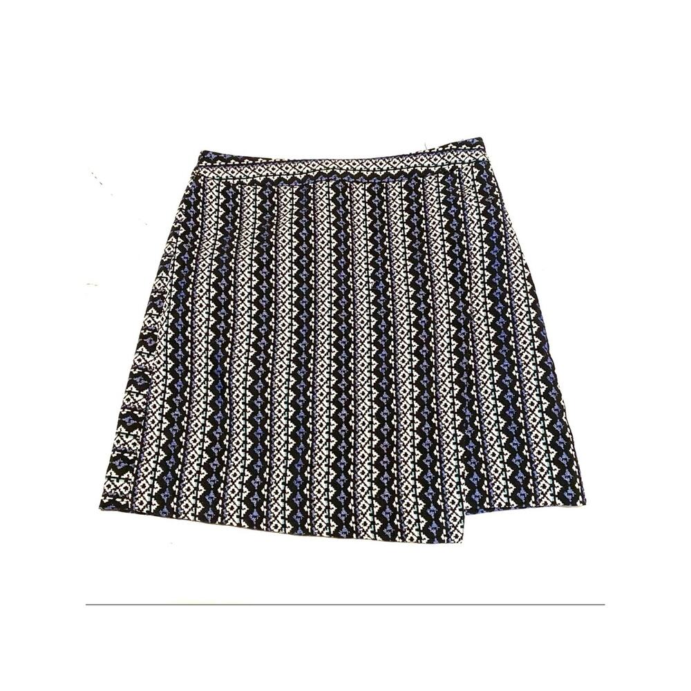 NWT The Limited Striped Black Blue White Mini Wrap Skirt Women's 0